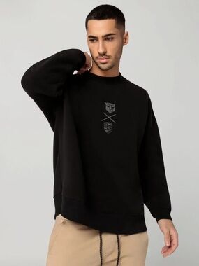 Porsche Design Black Crewneck Sweatshirt with Subtle Chest Emblems